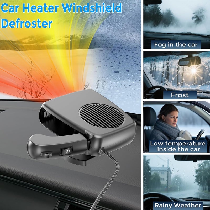 Ouffun 200W Portable Car Heater, 12 Volt Heaters for Cars, Auto Vehicle Windshield Defogger Defroster,2 in 1 Fast Heating & Cooling, Auto Ceramic Heaters Fan 360 Degree Rotary Defroster Defogger - Image 3